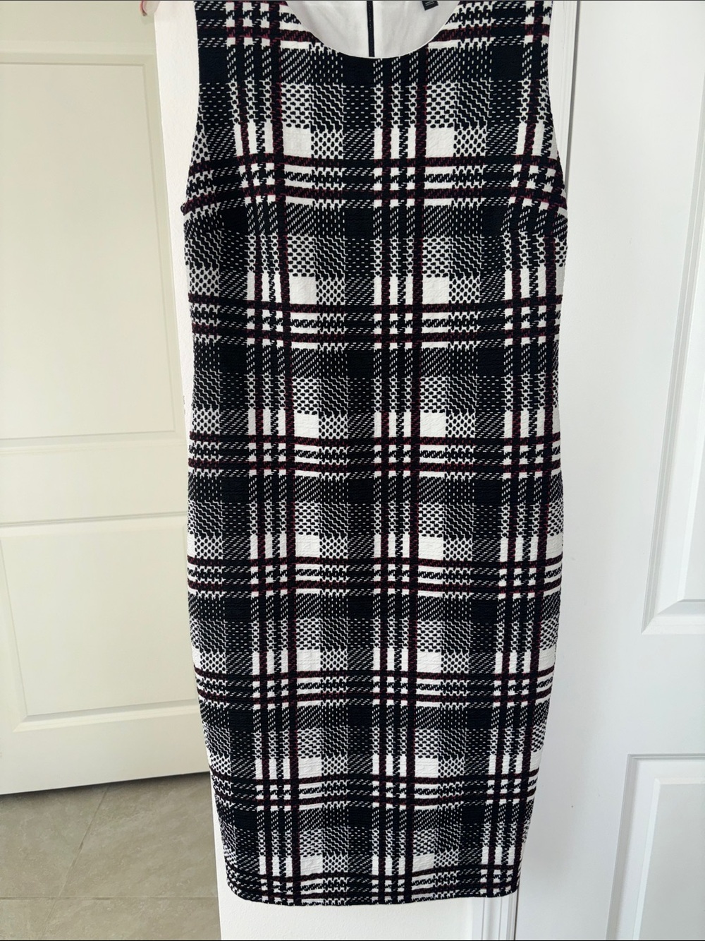 Sami & Jo Black, White and Burgundy Plaid Pencil Skirt